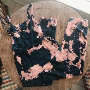 Abercrombie & Fitch Hand Bleach-Dyed Overall Jumpsuit